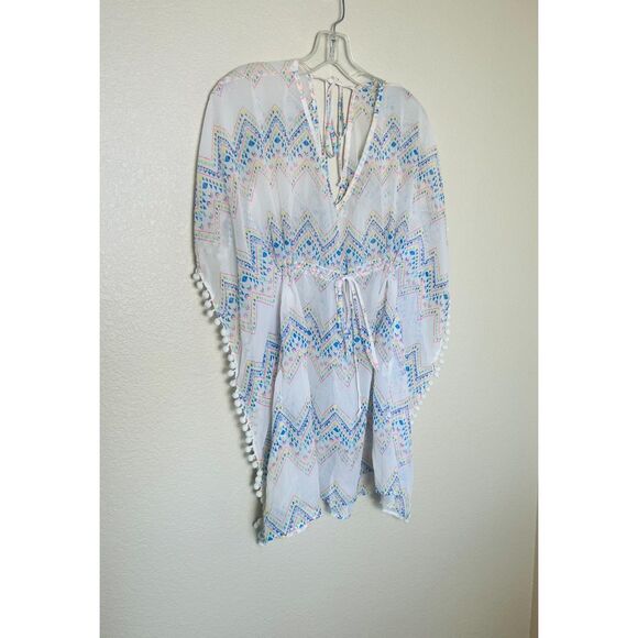 Miken Women's Swimsuit Cover Up White Aztec Large Adjustable - Picture 2 of 10